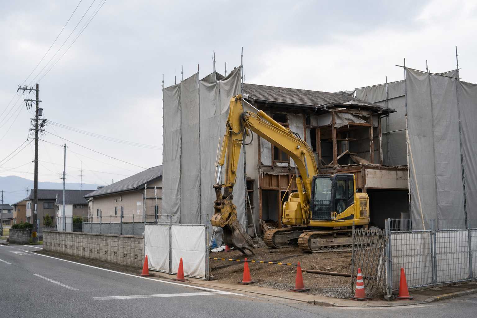 長野県内の解体工事前に現地確認を行うスタッフのイメージ